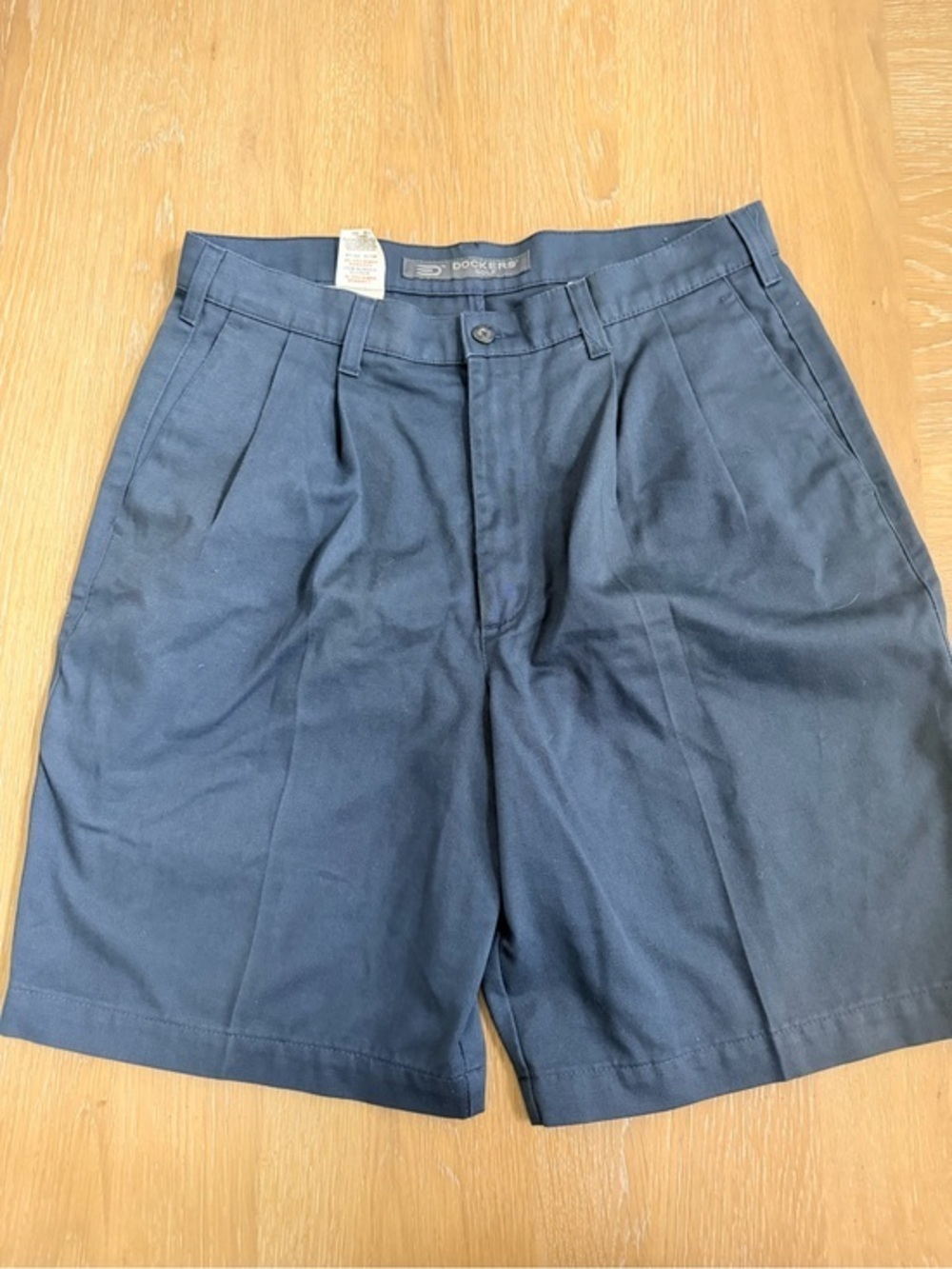 Dockers Men's Navy Pleated Flat Front Chino Shorts